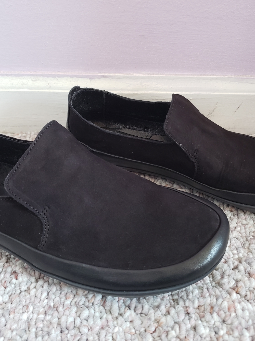 NWOB VIVOBAREFOOT VIVO BAREFOOT BLACK LEATHER OPANKA SLIP-ON LOAFERS SHOES 36 5